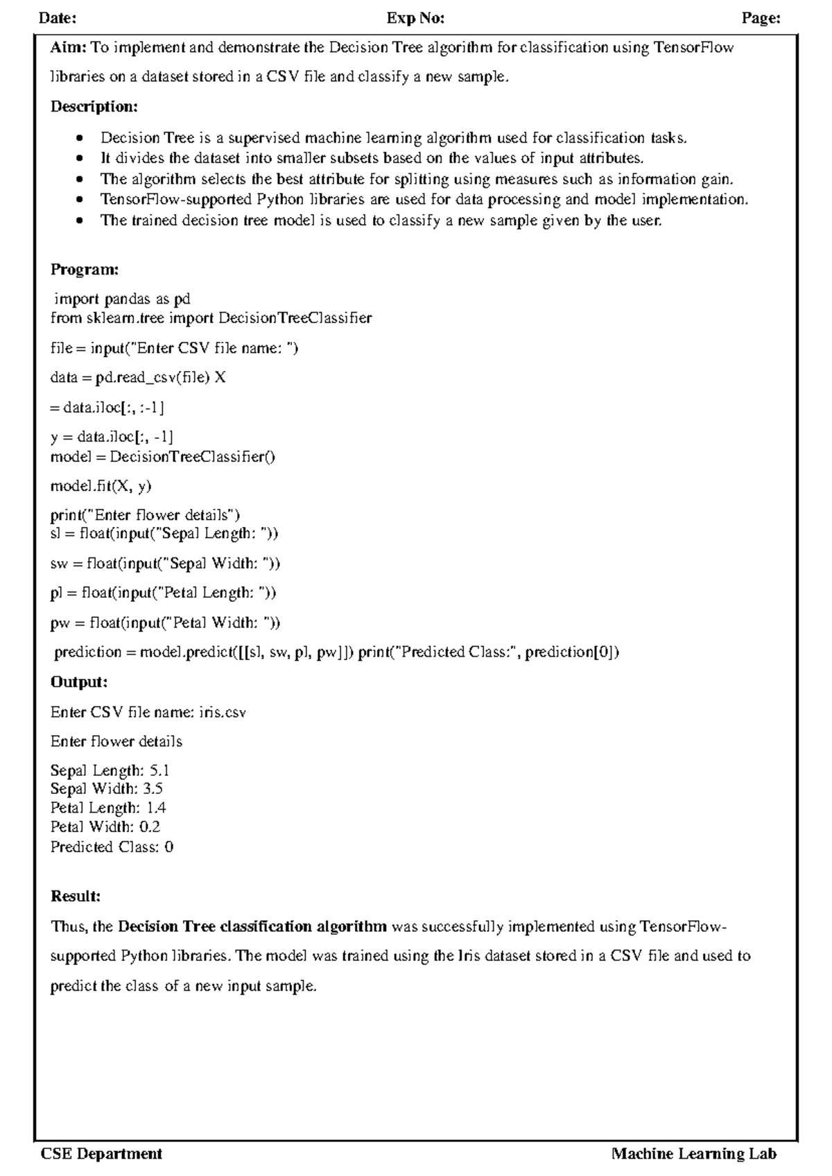 CSE Machine Learning Lab: TensorFlow Algorithms Implementation - Studocu