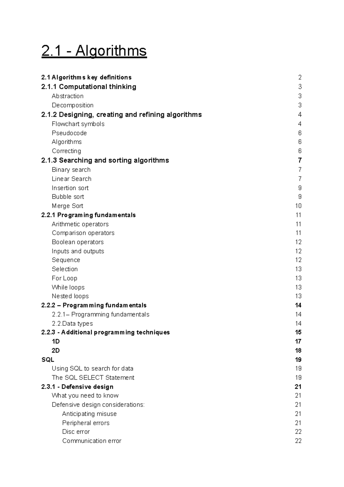 GCSE Comp Sci 2: Key Algorithms & Programming Concepts Notes - Studocu
