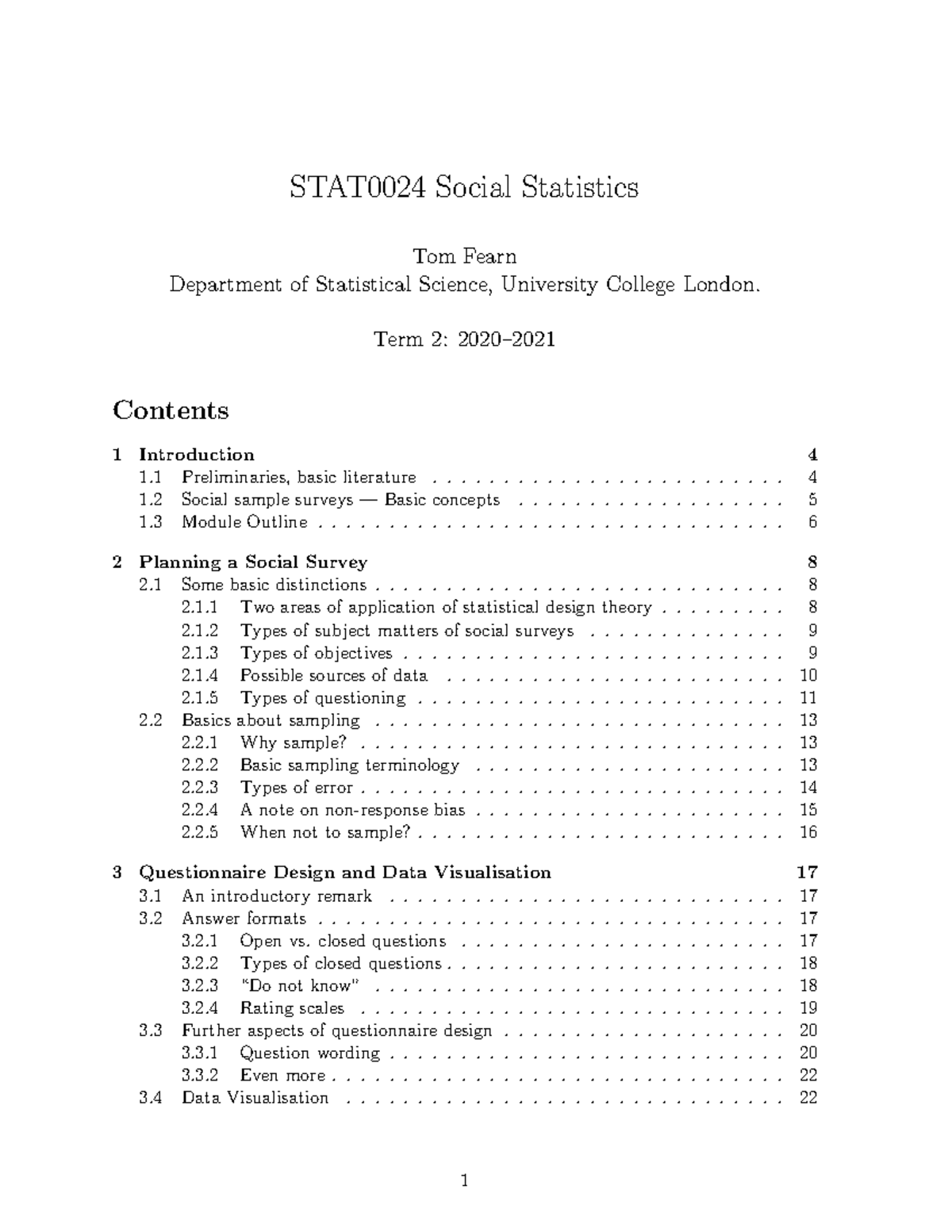 SOCIAL STATISTICS ESSENTIALS: STAT0024 Module Notes & Insights - Studocu