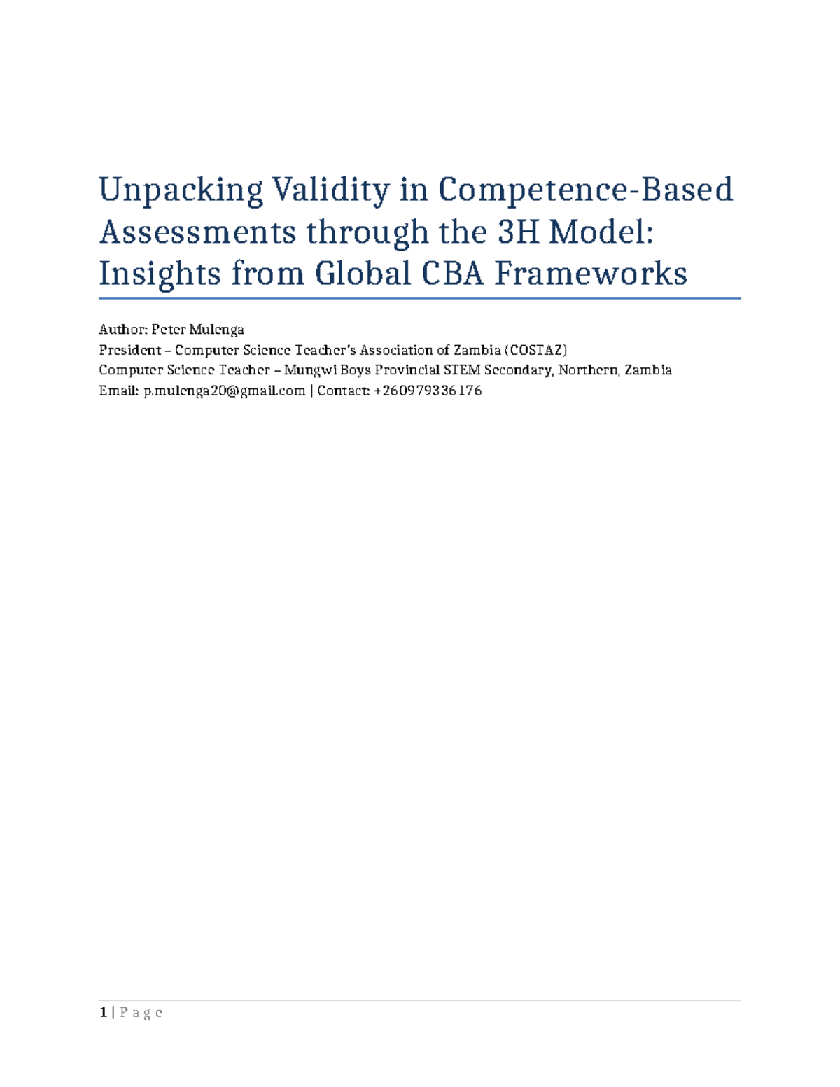 Unpacking Validity in CBA through the 3H Model: Insights for CBC - Studocu