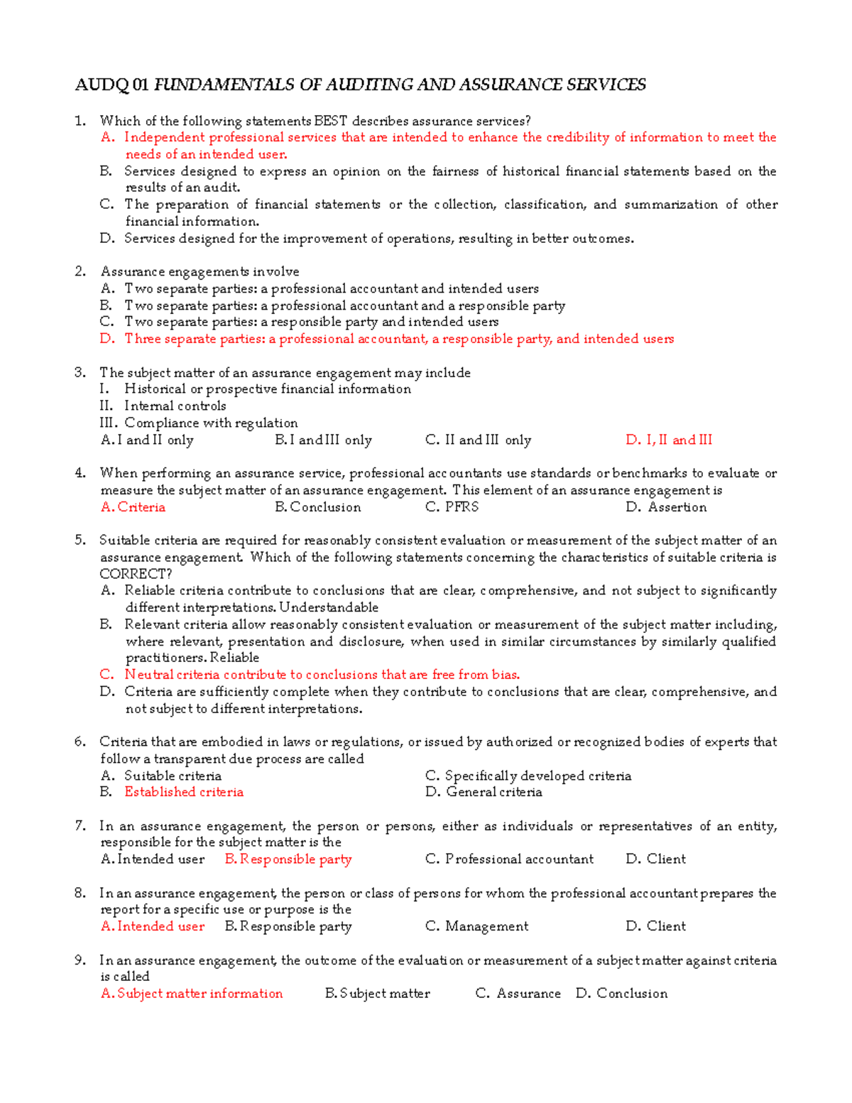 AUDQ 01 - 04 Plain W Answers: Understanding the Entity & Risk ...