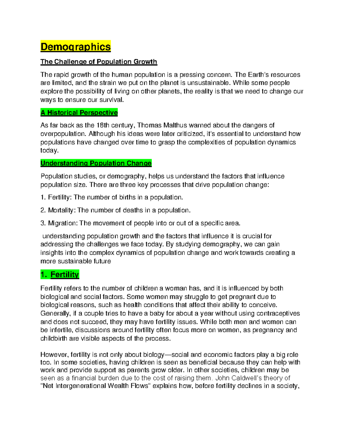 SOC2604 Study Notes: Demographics, Population Growth, and Social ...