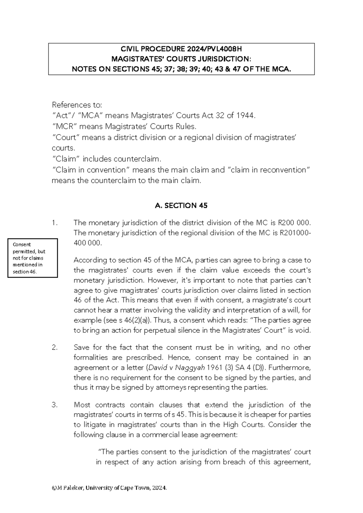 CIVIL PROCEDURE 2024: Notes on Monetary Jurisdiction of Magistrates ...