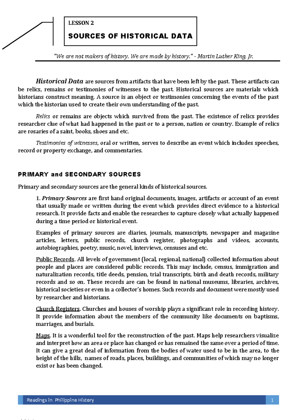 GE5 Lesson 2 Sources of Historical Data - 
