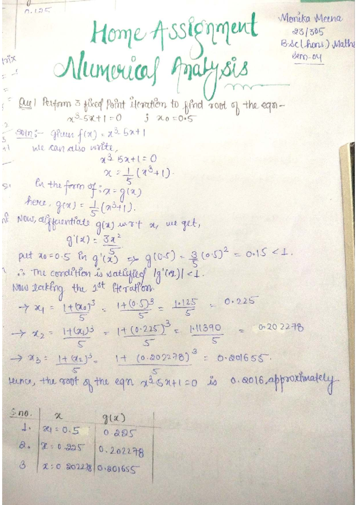 Numerical Analysis Assignment B.SC (Hons) Maths: Fixed Point & Newton ...
