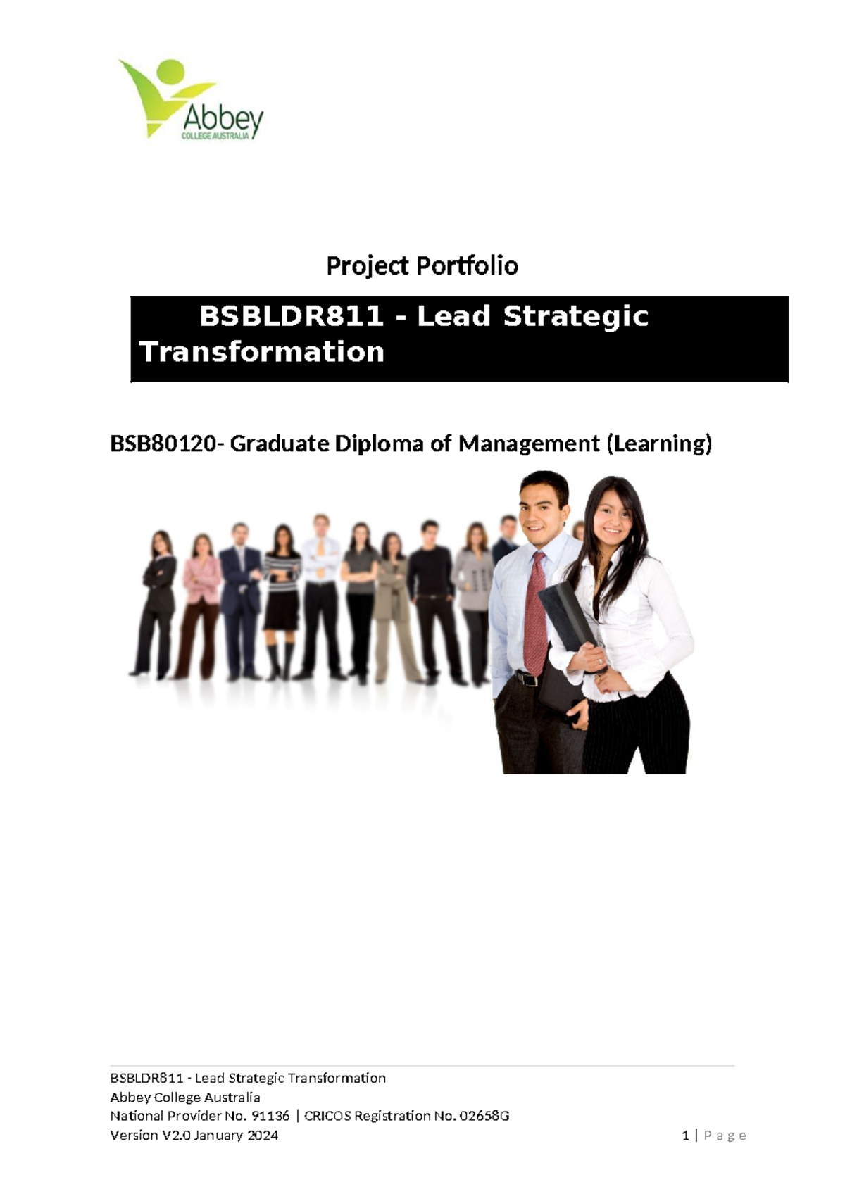 BSBLDR811 Project Portfolio: Leading Strategic Transformation - Studocu