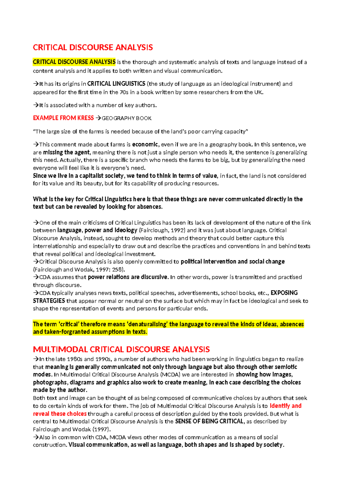 Critical Discourse Analysis: Insights and Methodologies (Module I ...