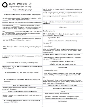 Med Surg 2 Exam 1 - Key Concepts and RealizeIt Answers - Studocu