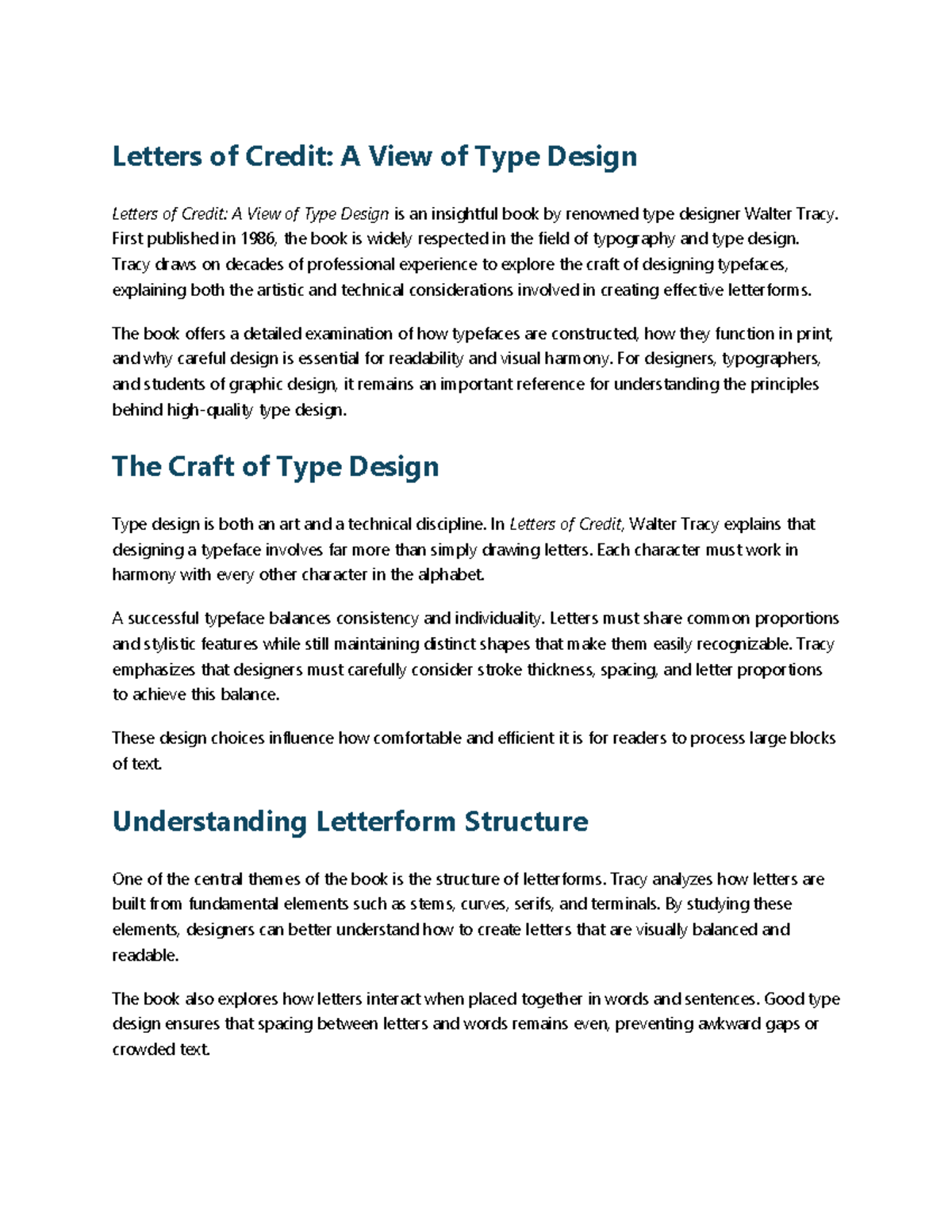 Letters of Credit: Insights into Type Design Principles - Studocu
