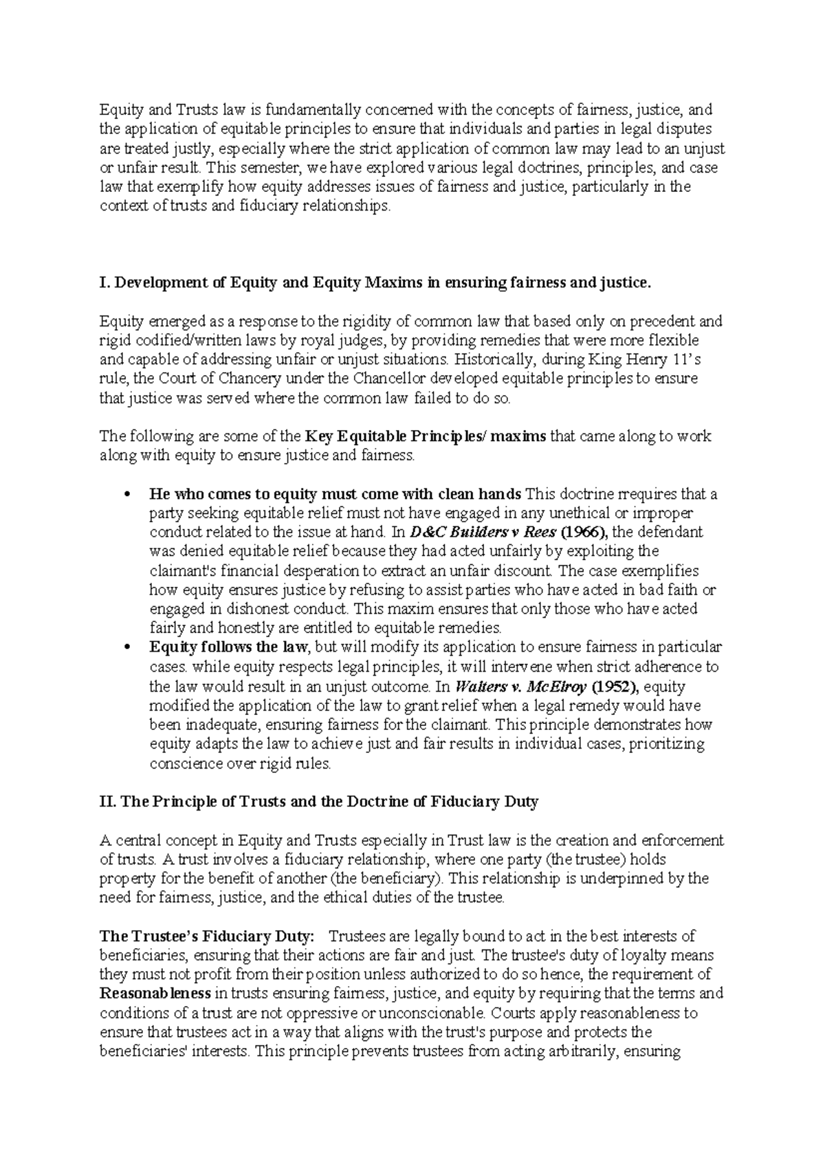 Equity & Trusts: Principles of Fairness & Justice in Law - Studocu