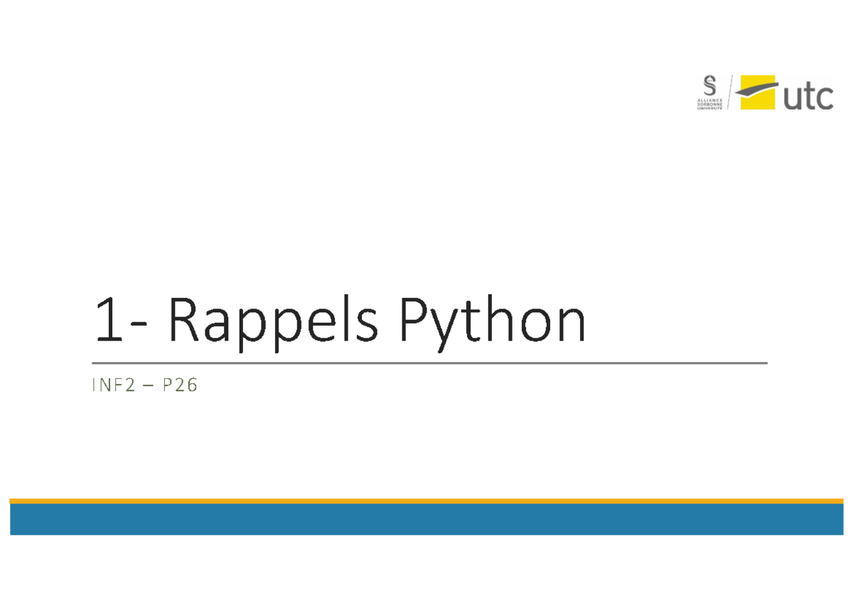 Cours 1 - Rappels Python INF2 P26: Concepts et Structures de Contrôle ...