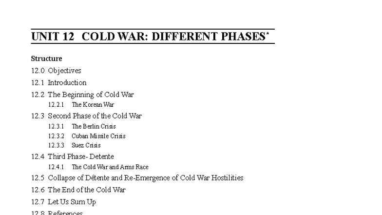 Unit 12: Cold War Phases and Key Events Analysis - Studocu