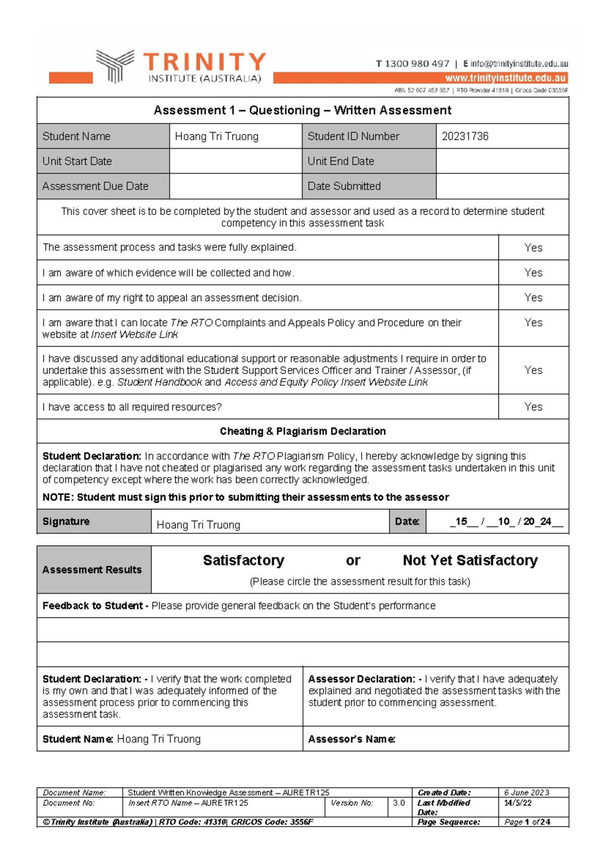 AURETR 125 Written Assessment: Battery Testing & Safety Procedures ...