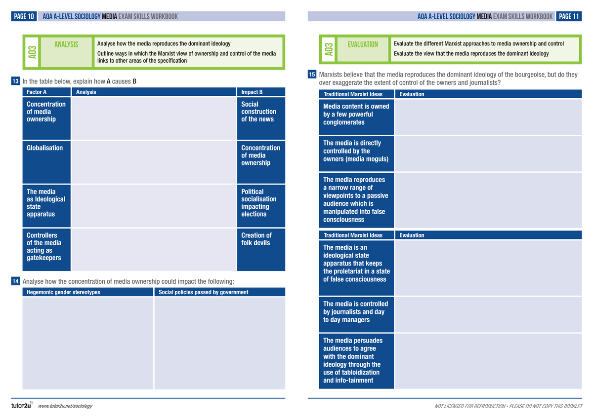 AQA Sociology Media Exam Skills Workbook: Analyzing Media Ideology and ...