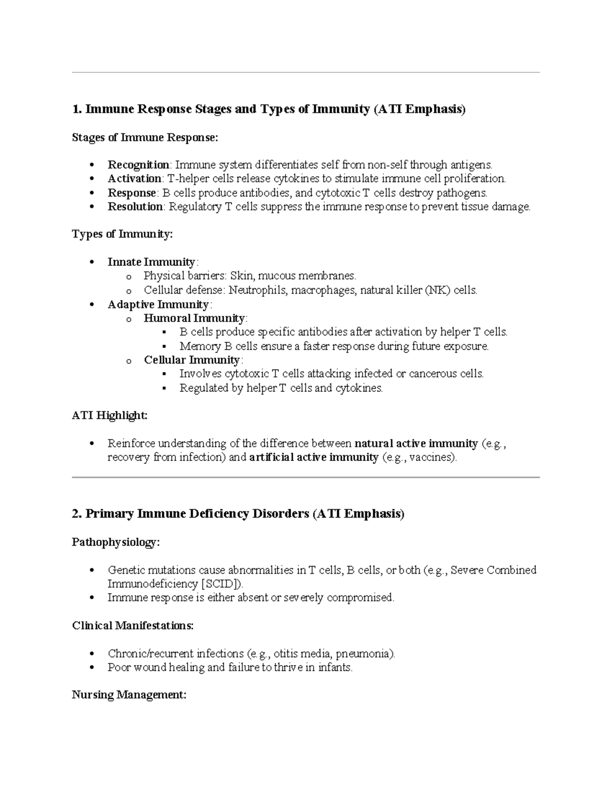 Med Surg Exam 2 Study Guide: Hematology & Immune Disorders (ATI ...
