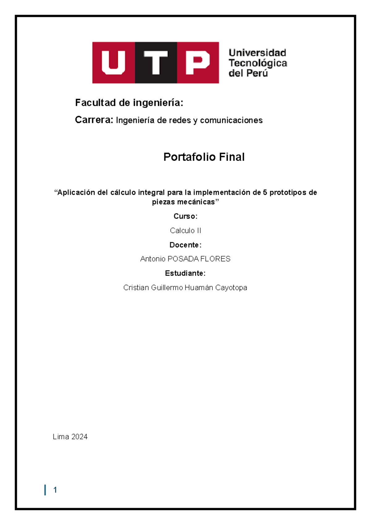 Portafolio Final de Cálculo II: Aplicaciones Prácticas en Prototipos - Document Preview