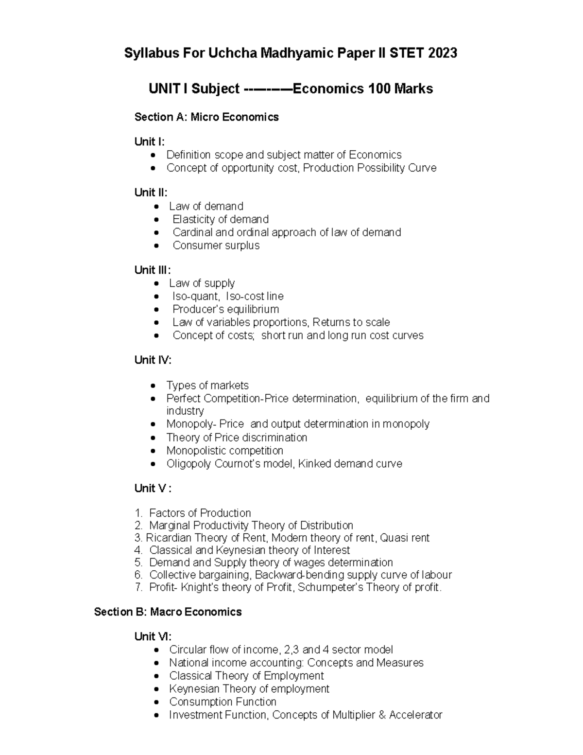 221-Economics - Comprehensive notes for STET 2023 syllabus - Studocu