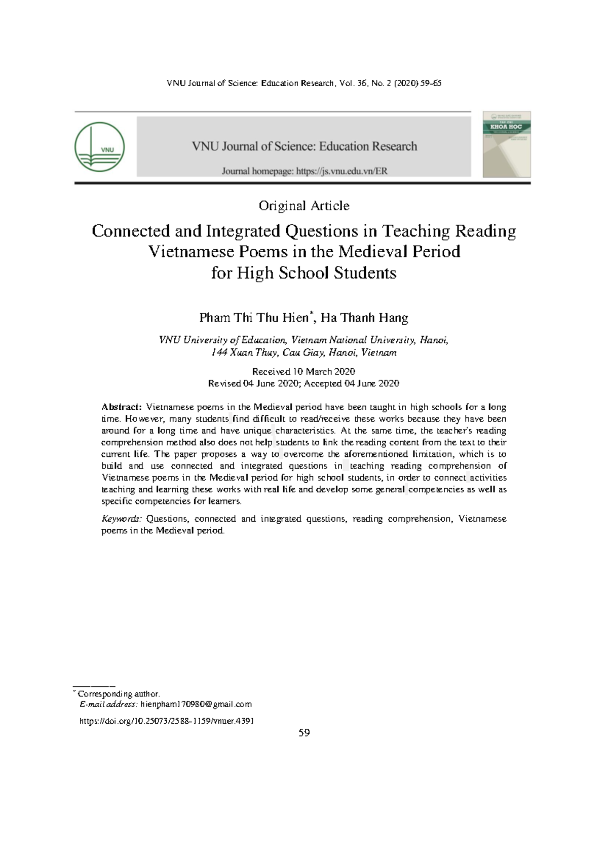 4391 61 9663 4 10 202006 24 - VNU Journal of Science: Education ...