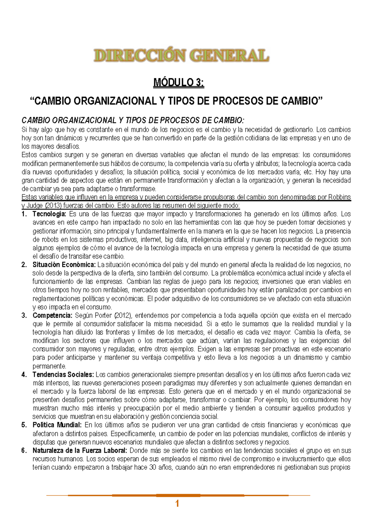 Resumen del Módulo 3: Procesos de Cambio Organizacional y su Gestión ...