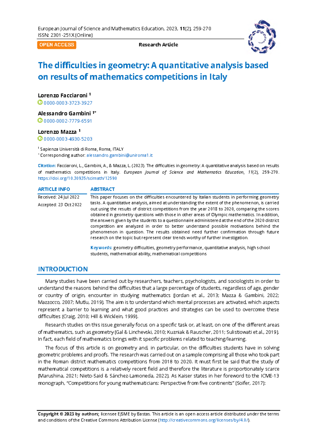 EJ1377433 - Geometry Challenges in Italian Math Competitions: A Review ...