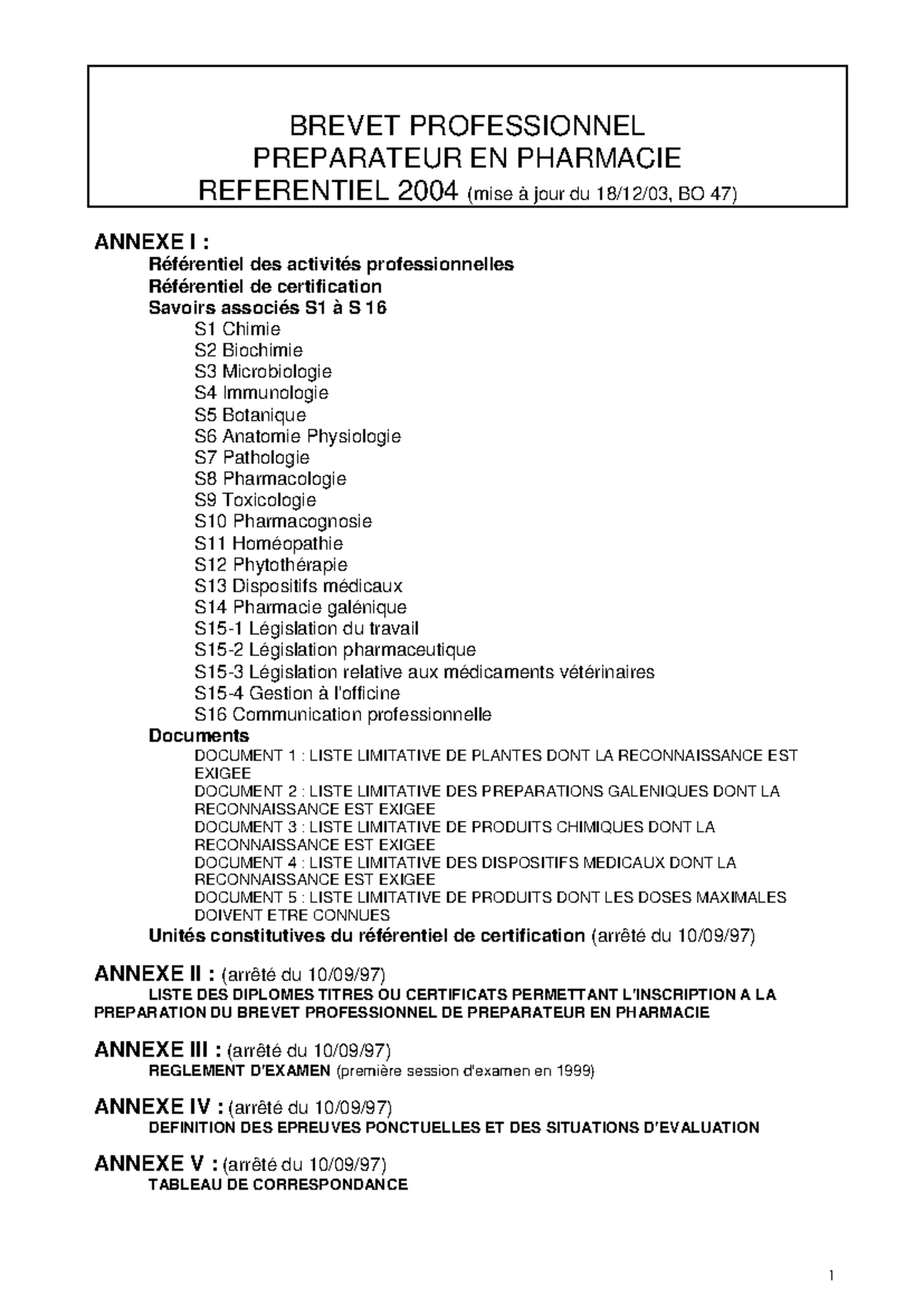 Rfrentiel du Brevet Professionnel BP Prparateur en Pharmacie - Studocu