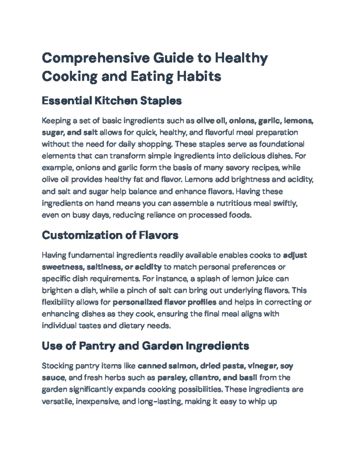 Comprehensive Guide to Healthy Cooking & Eating Habits - Studocu