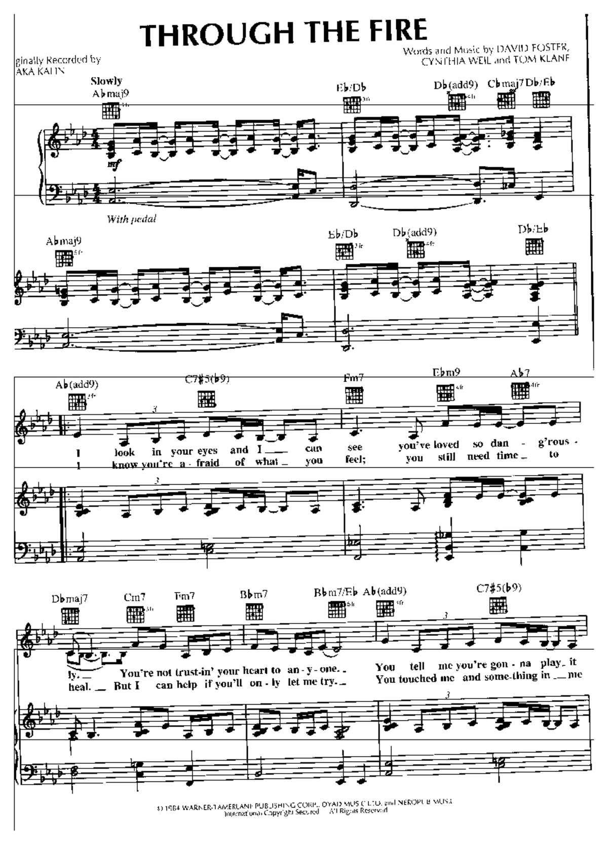 Chaka Khan Sheet Music: Through the Fire Arrangement - Studocu