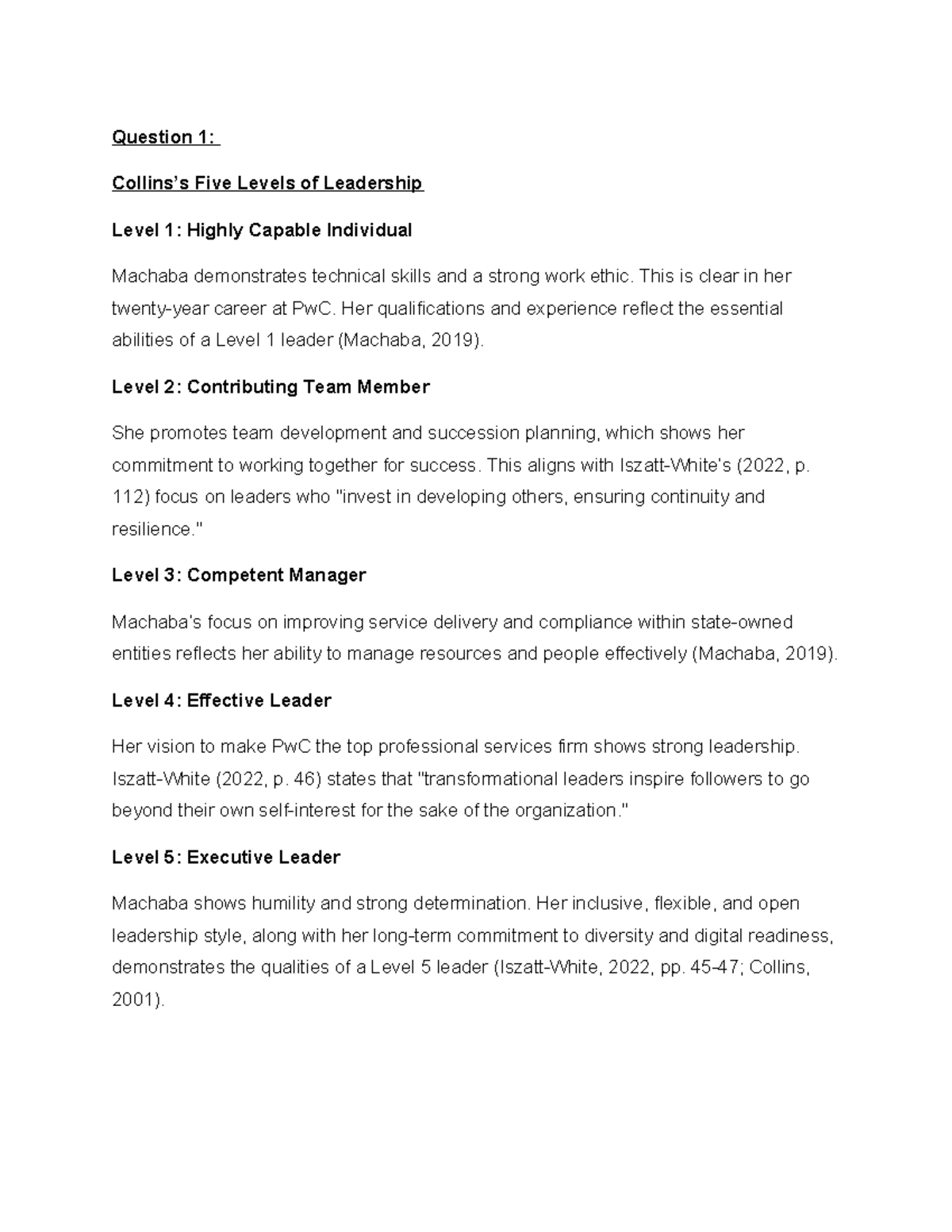 MNL2601 Assignment 2: Five Levels of Leadership Analysis - Studocu
