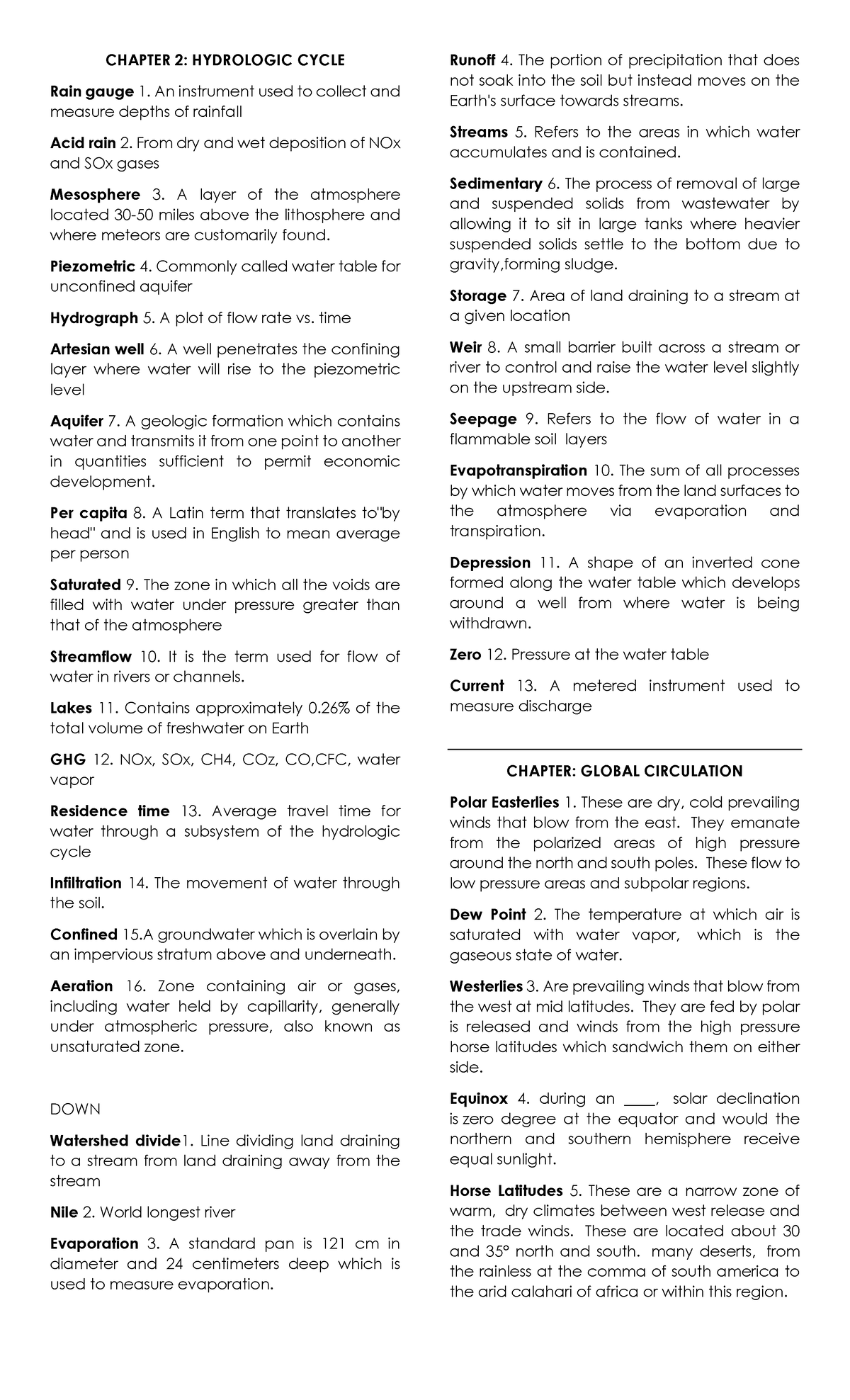 HYD 101: Hydrology Quizzes - Hydrologic Cycle & Global Circulation ...