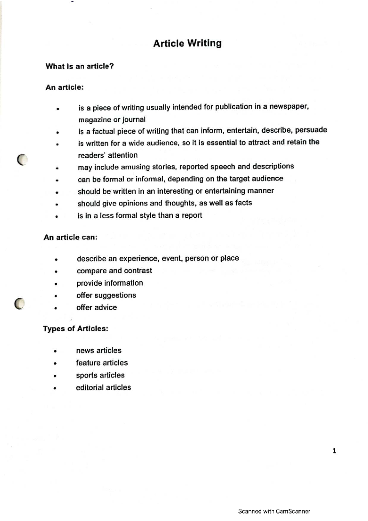 Article Writing: Understanding the Structure and Types of Articles ...