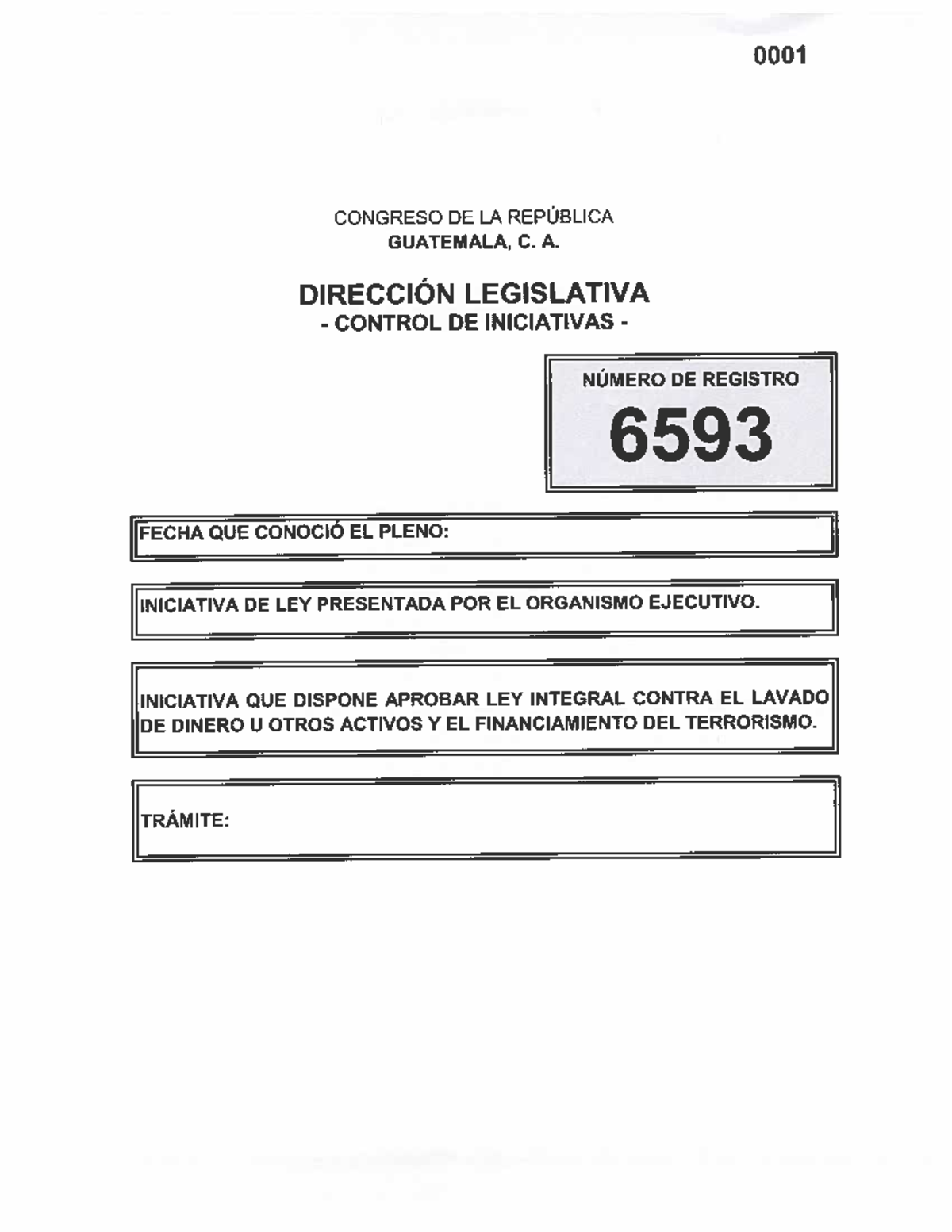 Iniciativa de Ley 6593: Integral Contra el Lavado de Dinero y ...