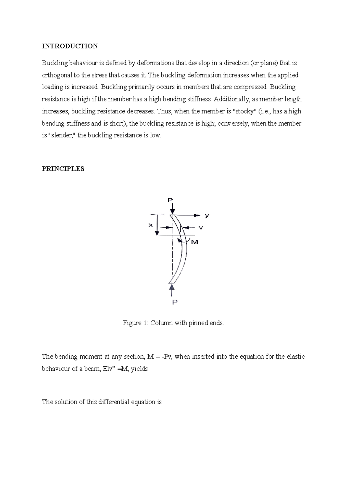 Lab Report: Buckling Behavior of Strut (Intro & Principles) - Studocu