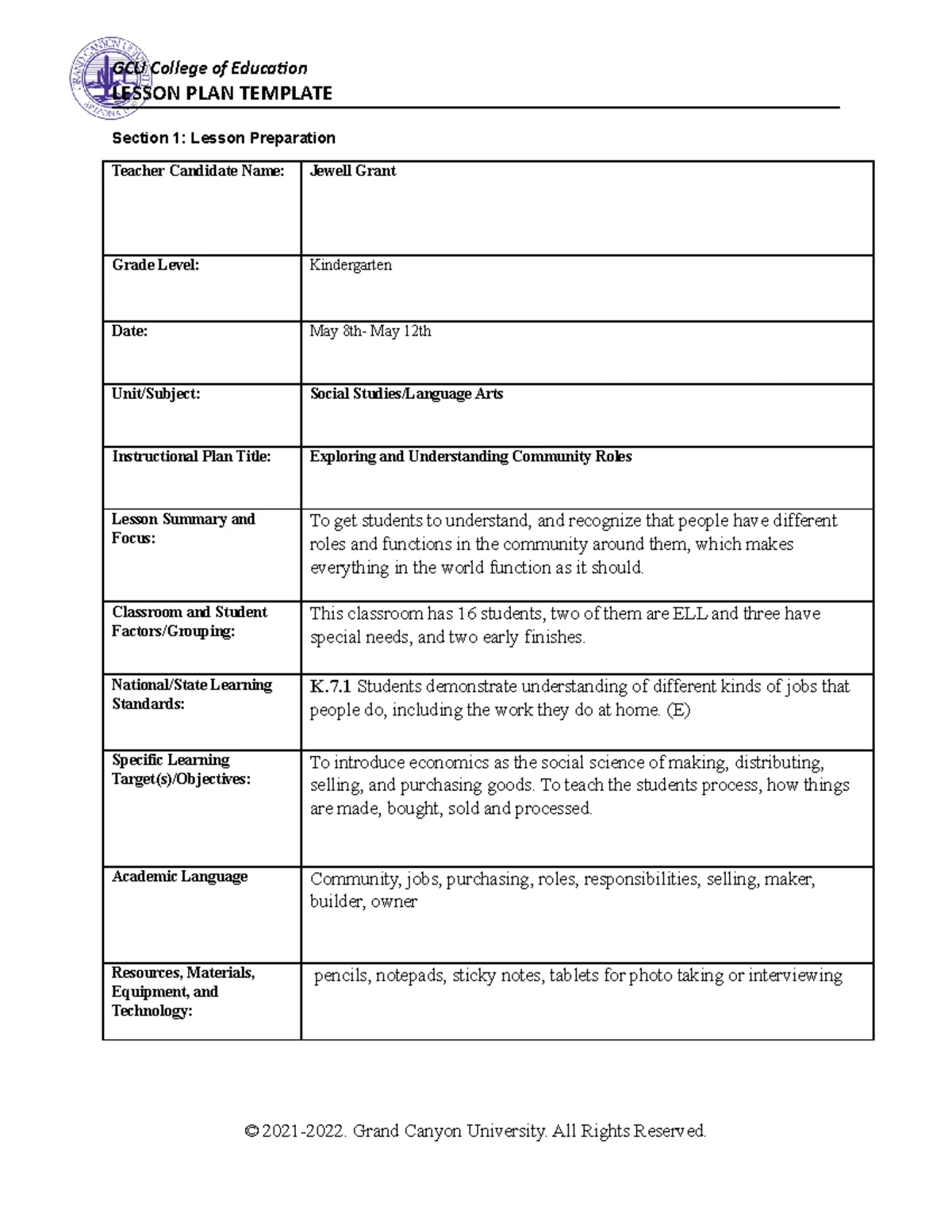 ECE465 Topic 6: Two-Week Unit Plan with Assessments and Strategies ...
