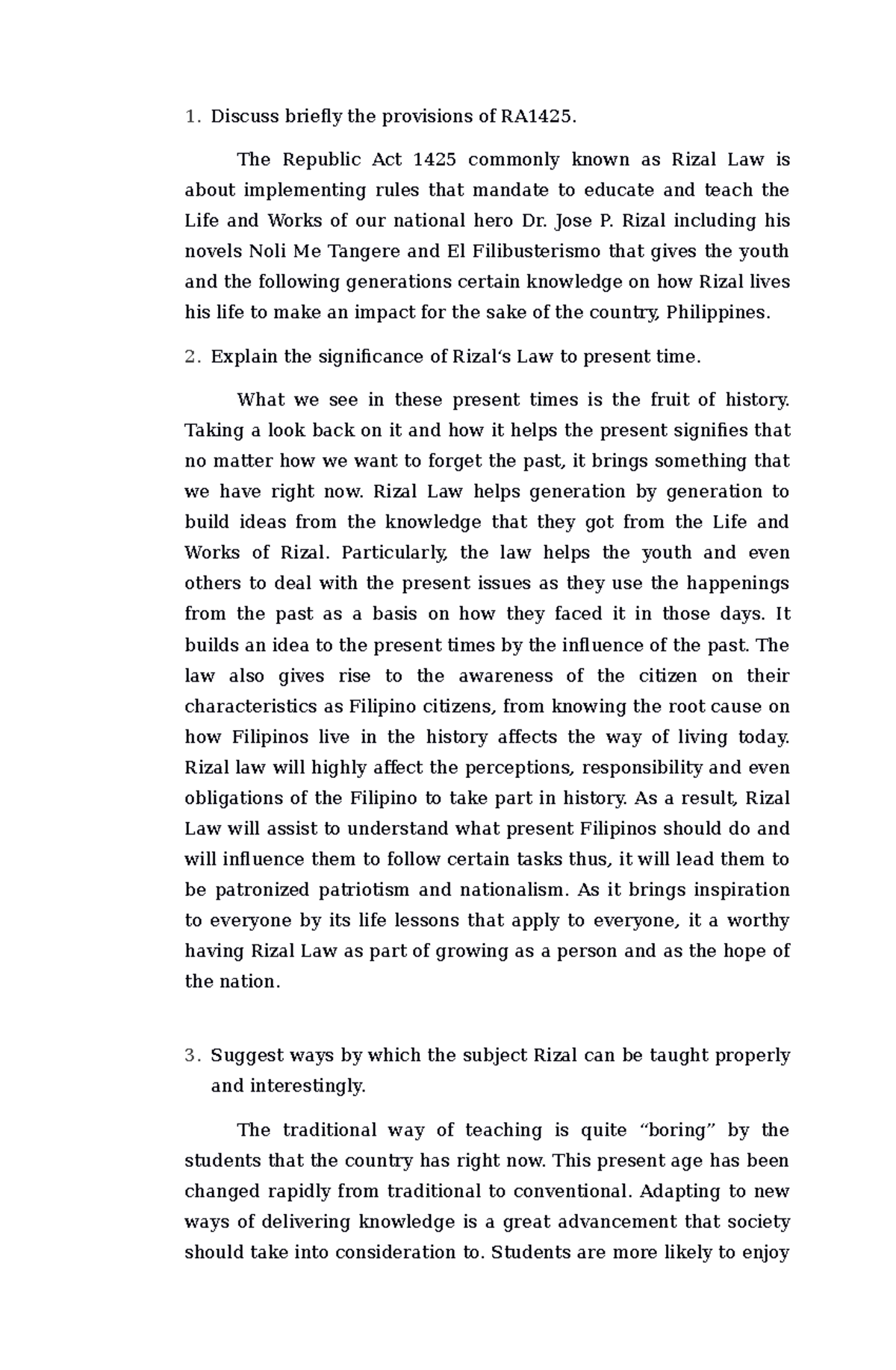 Rizal's Life & Works: Insights on RA 1425 and Modern Teaching ...
