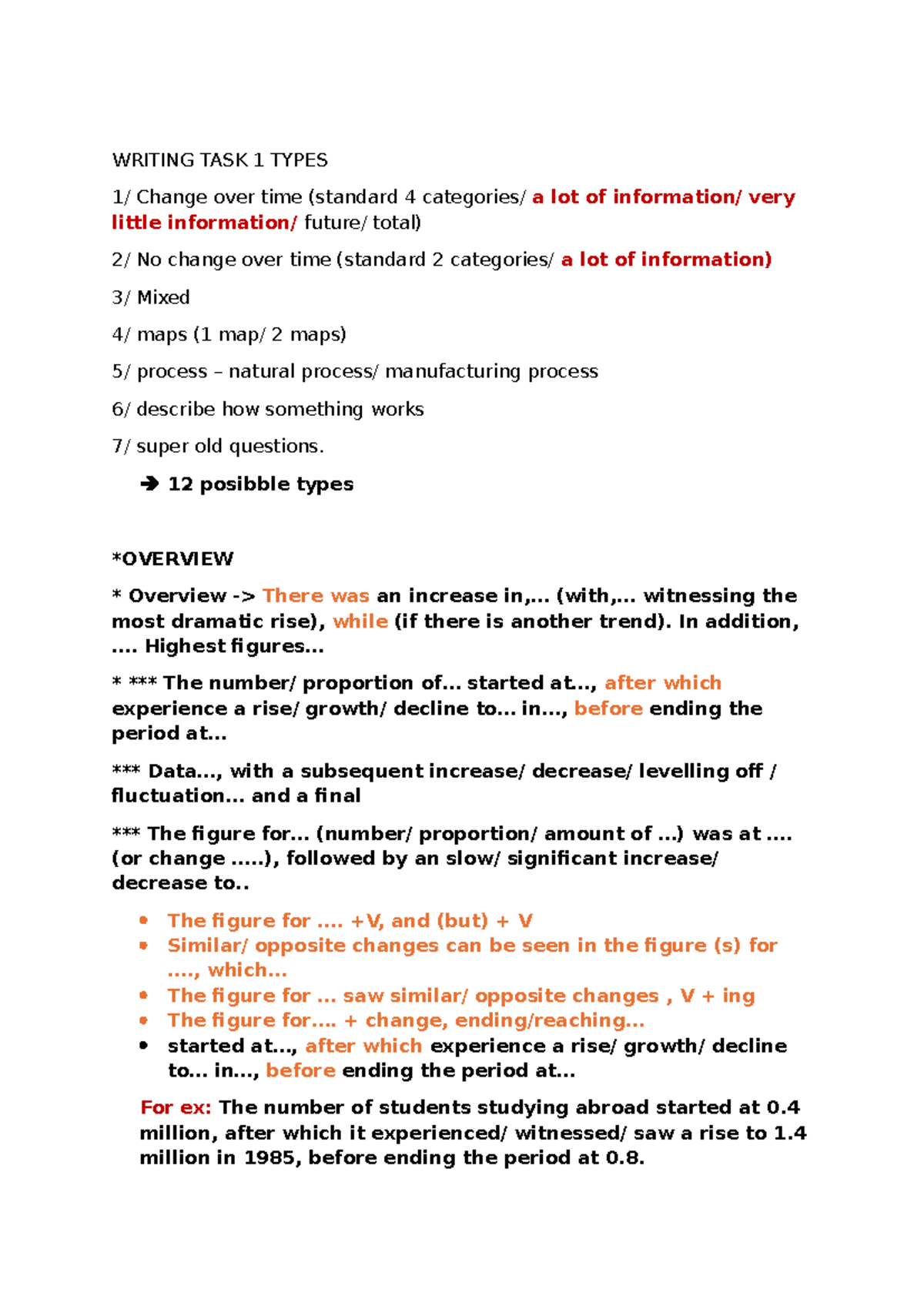 Writing Task 1: Types of Change Over Time Analysis - Studocu