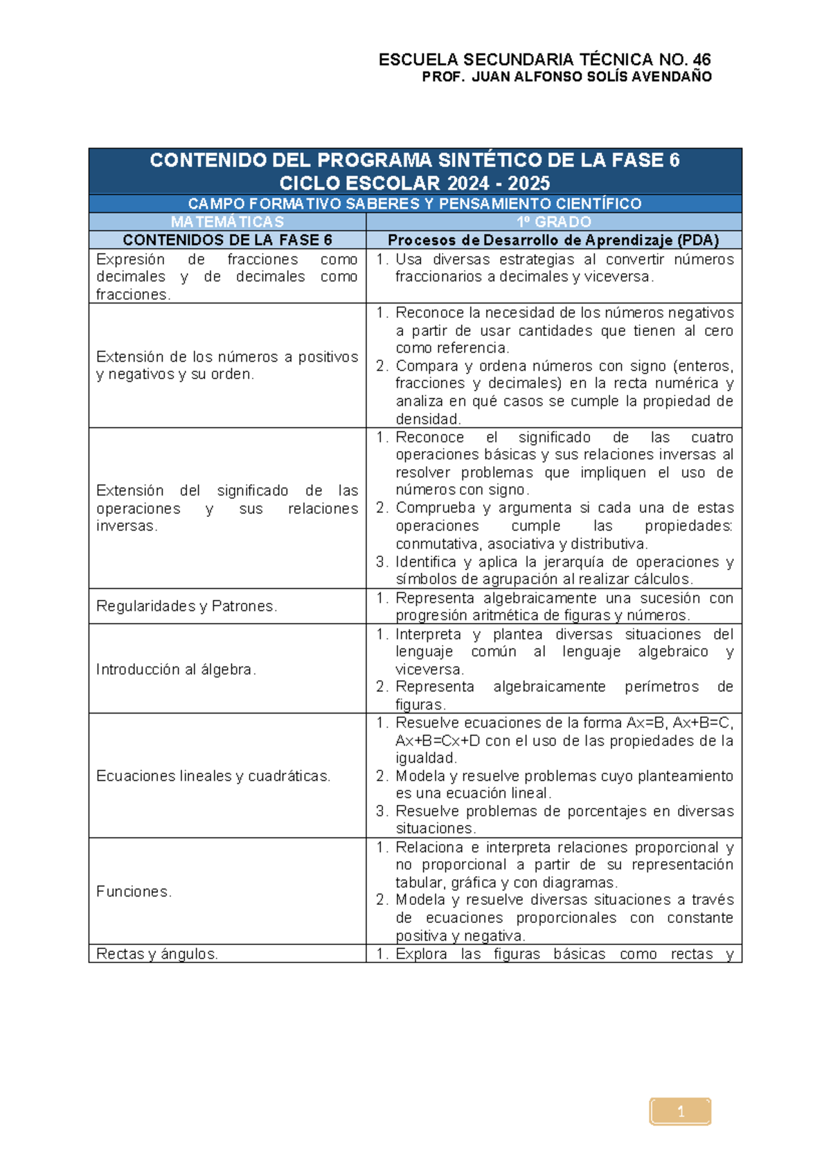 PDA FASE 6 Matemáticas 1ER Grado - Ciclo Escolar 2024-2025 - Studocu