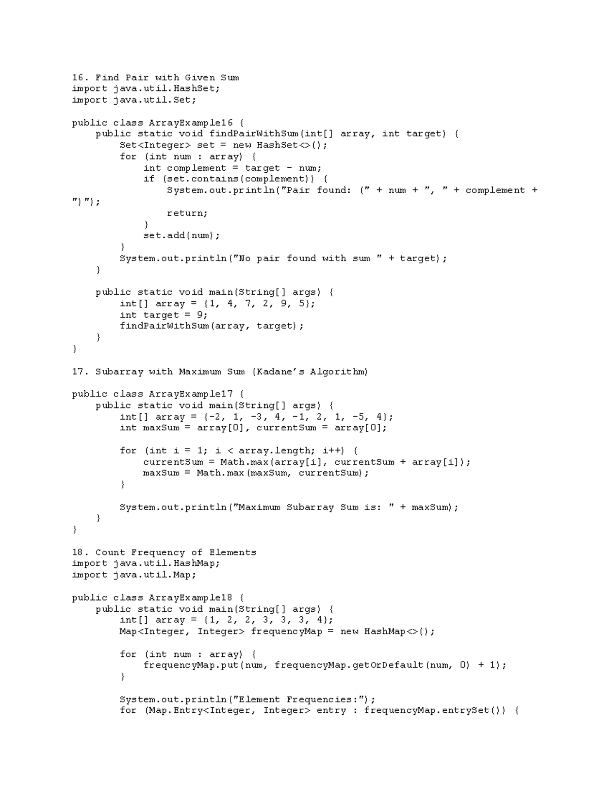 Java array programs 4 - Find Pair with Given Sum import java.util ...
