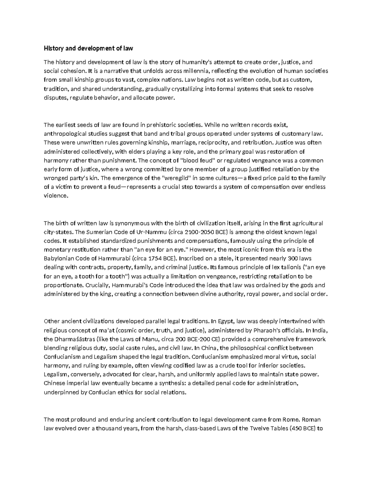 Opt 3; History and Evolution of Law: A Comprehensive Overview - Studocu