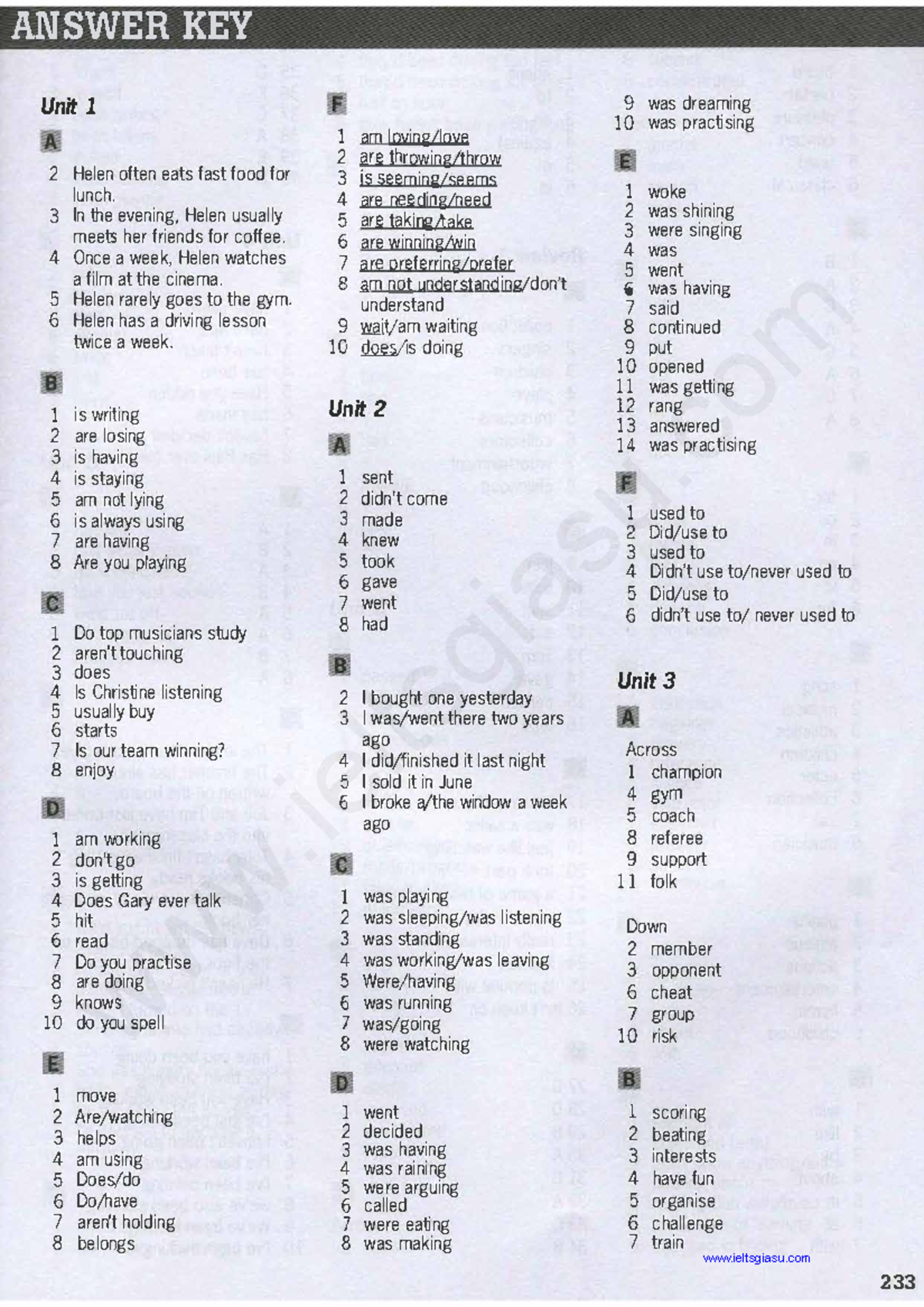 ANSWER KEY Unit 1-37 B1 Level Exam Review - Studocu
