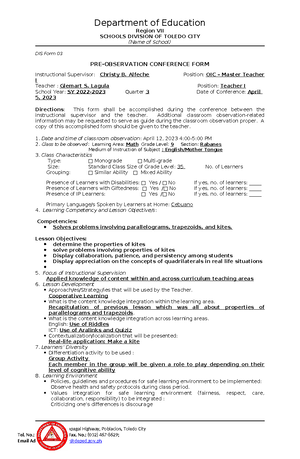 Lesson Exemplar FOR Graph Interpretation - Learning Area All Subjects ...