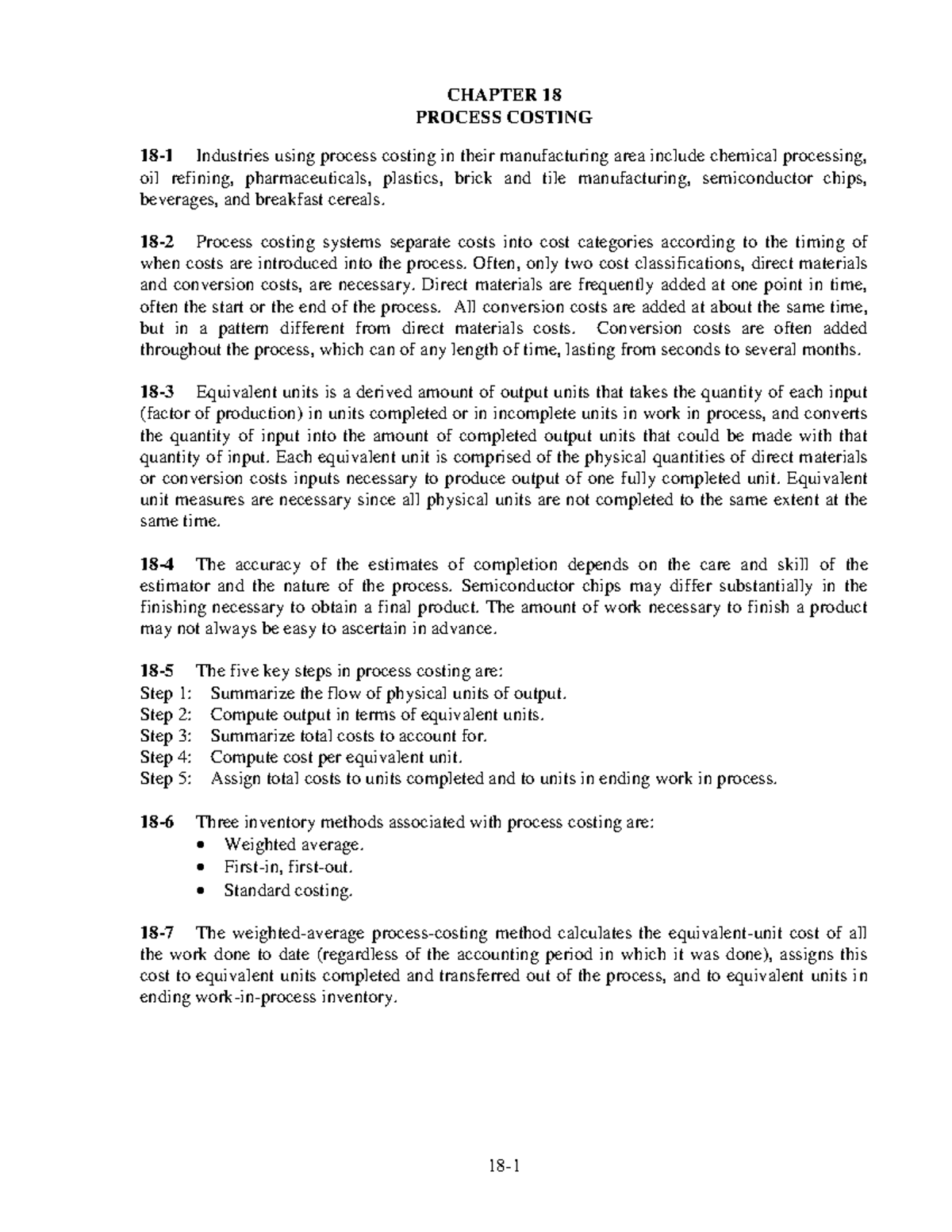 Cost17E CH18: Process Costing Overview and Key Steps - Studocu