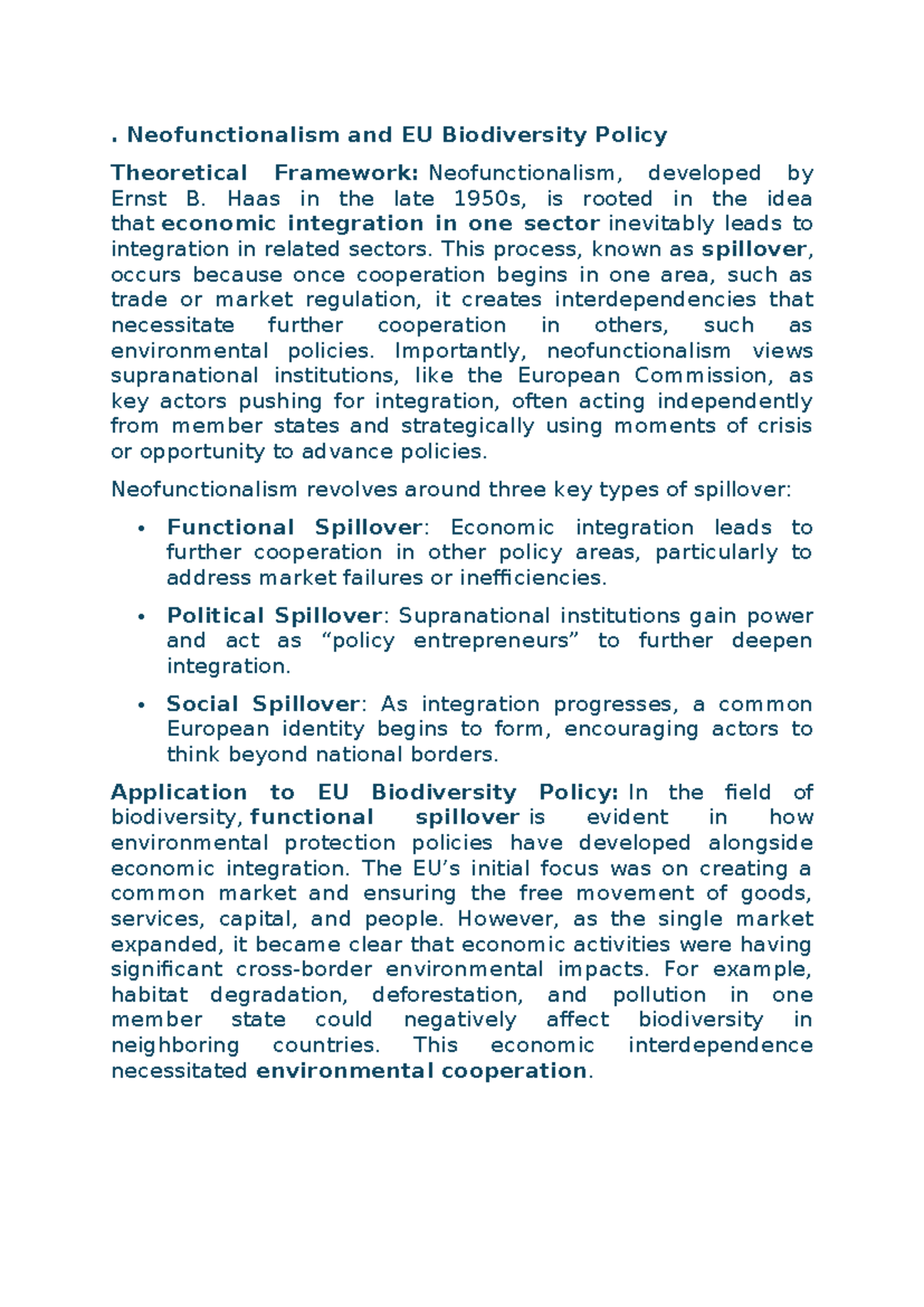 Neofunctionalism & Liberal Intergovernmentalism in EU Biodiversity ...