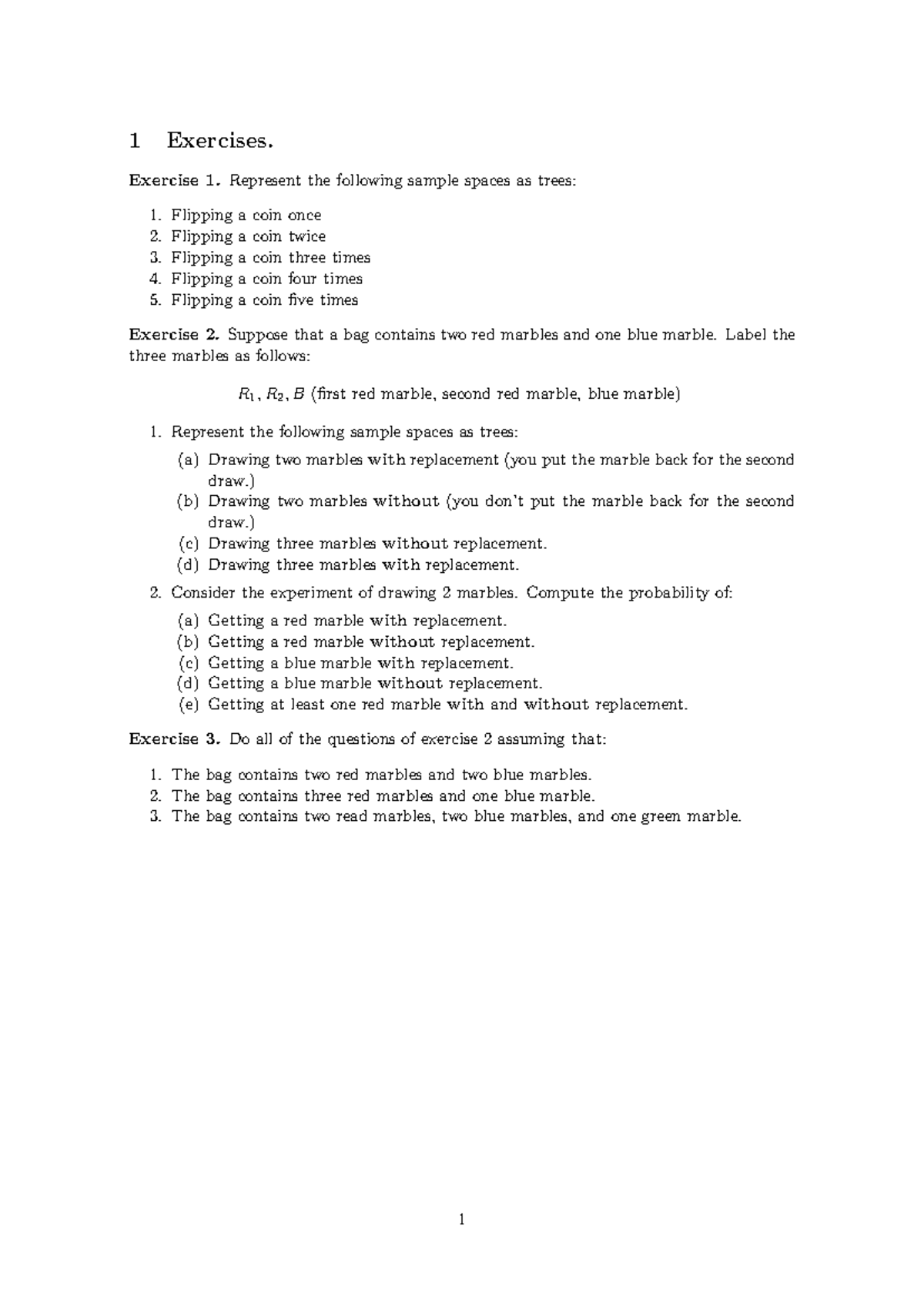 Statistics Exercises - Sample Spaces and Probability Trees - Studocu