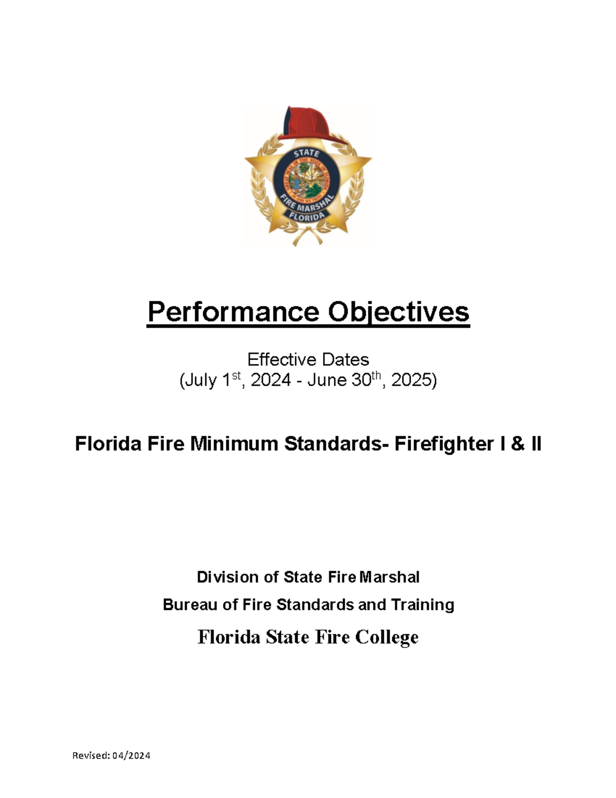 2024-2025 Firefighter I & II Performance Objectives Manual - Studocu