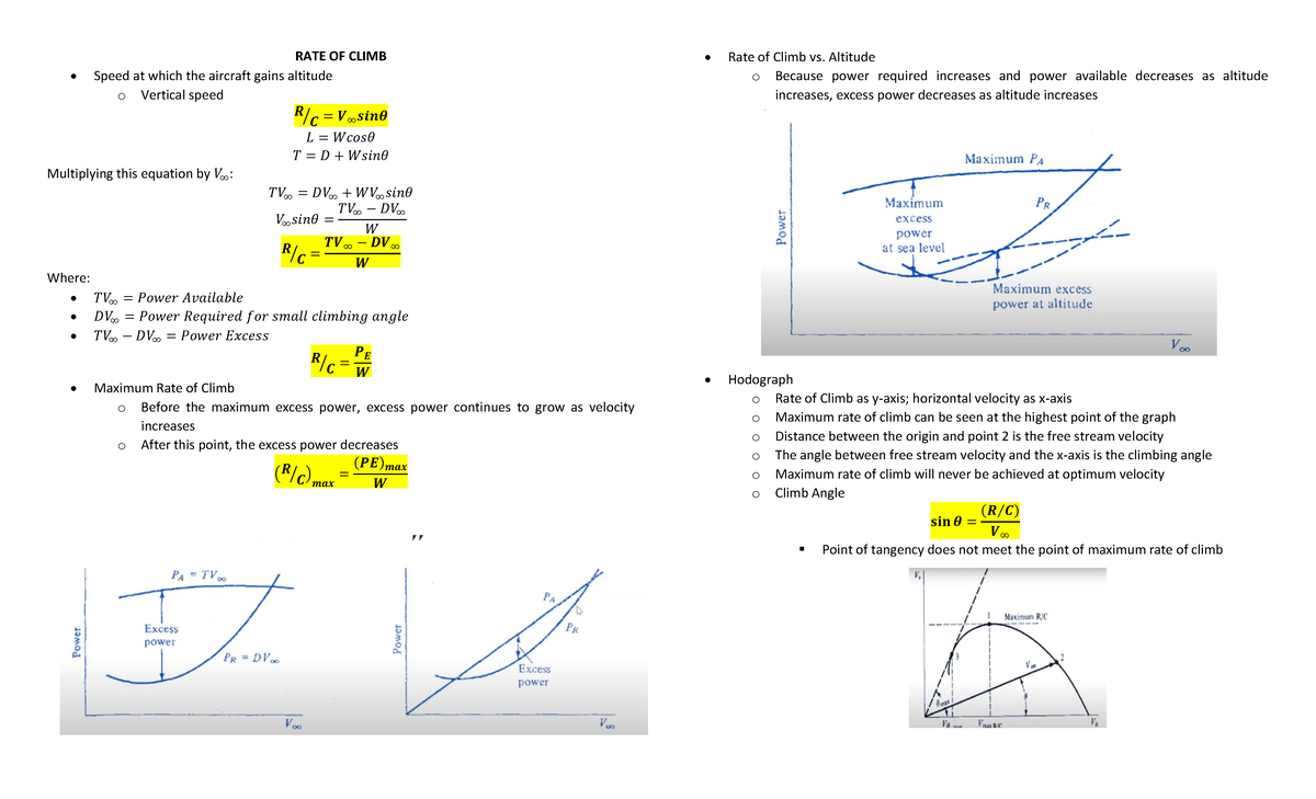 Midterm Study Notes - Rate of Climb and Performance Analysis - Studocu