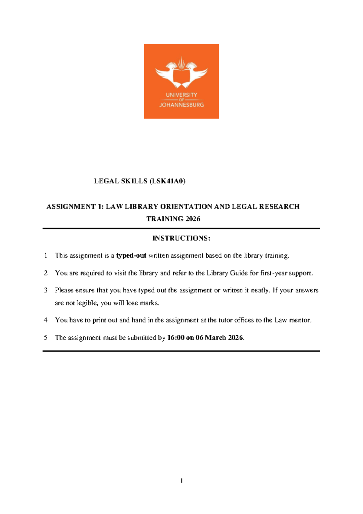 LEGAL SKILLS (LSK41A0) ASSIGNMENT 1: LAW LIBRARY ORIENTATION & RESEARCH ...