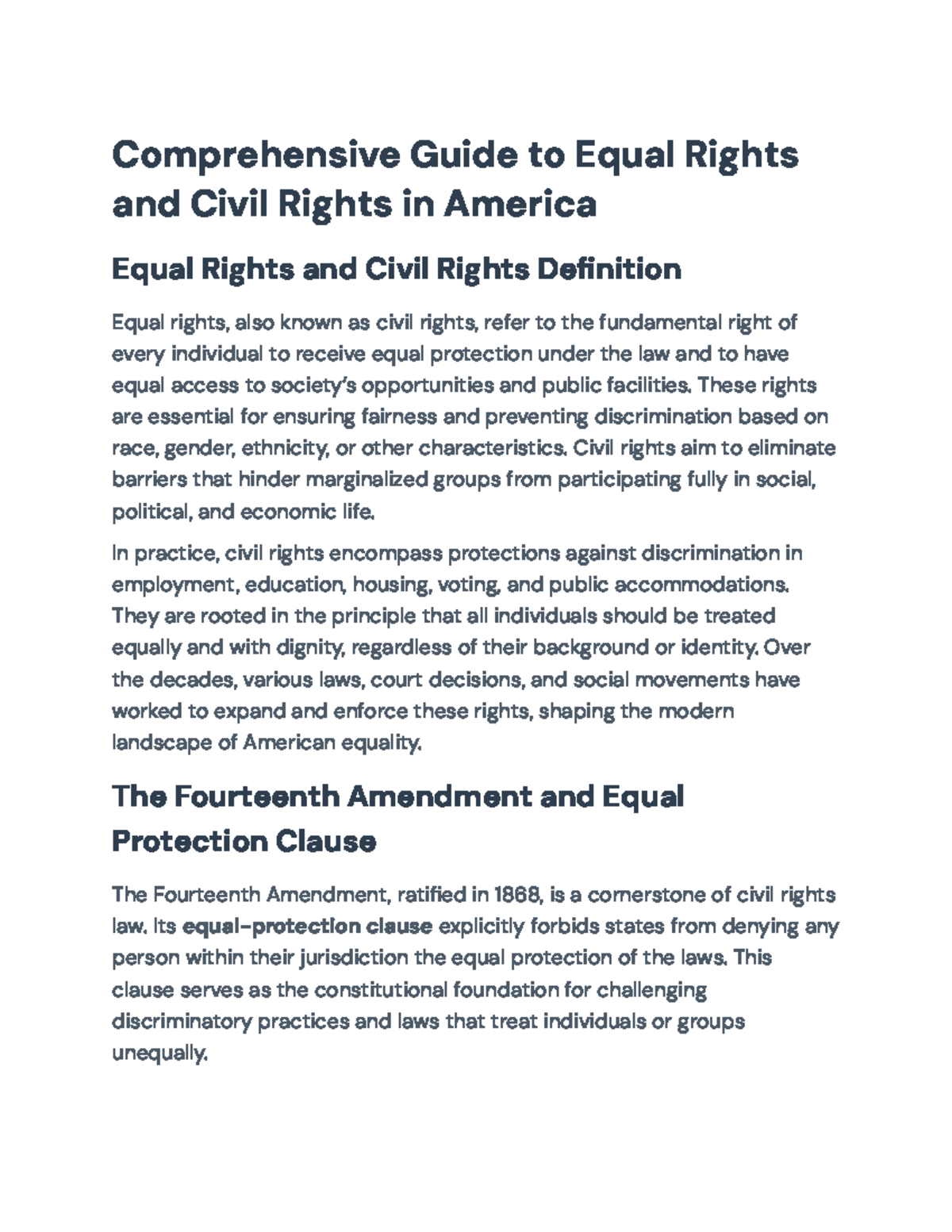 Comprehensive Overview of Civil Rights Legislation and Movements (CRL ...