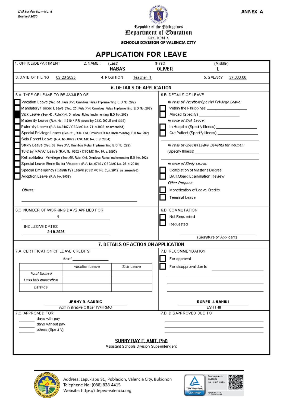 C.S. Form No. 06 - Comprehensive Leave Application Guide - Studocu