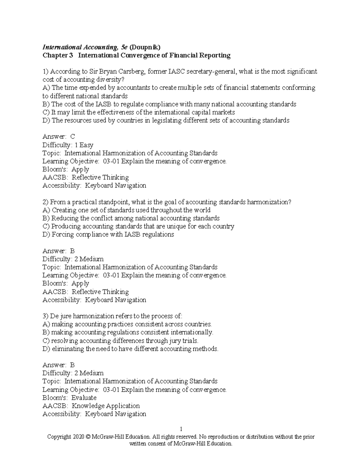 Doupnik 5e Chapter 03 TB Answer Key - International Accounting, 5e ...