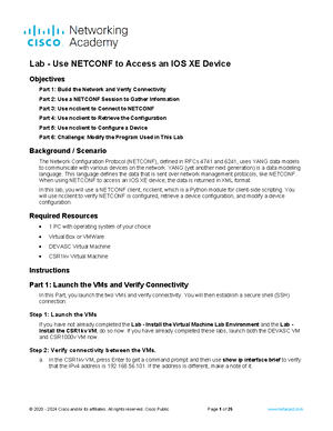 Development Net LAB6-2 - Objectives Part 1: Launch the DEVASC VM and ...